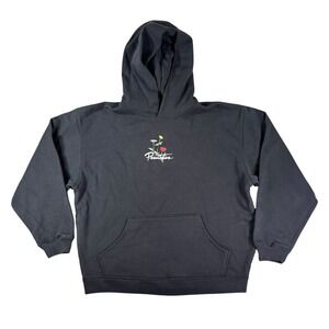 Primitive Skateboarding Mens Large Black Floral Script Logo Fleece Hoodie L